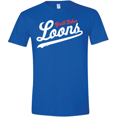 Great Lakes Loons Dodger Blue Cursive Tee