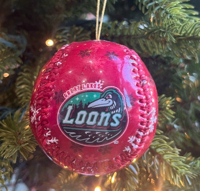 Great Lakes Loons Red Snowflake Ornament