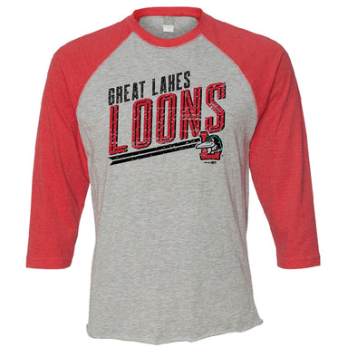 Great Lakes Loons Heather Red Raglan T-Shirt-Youth